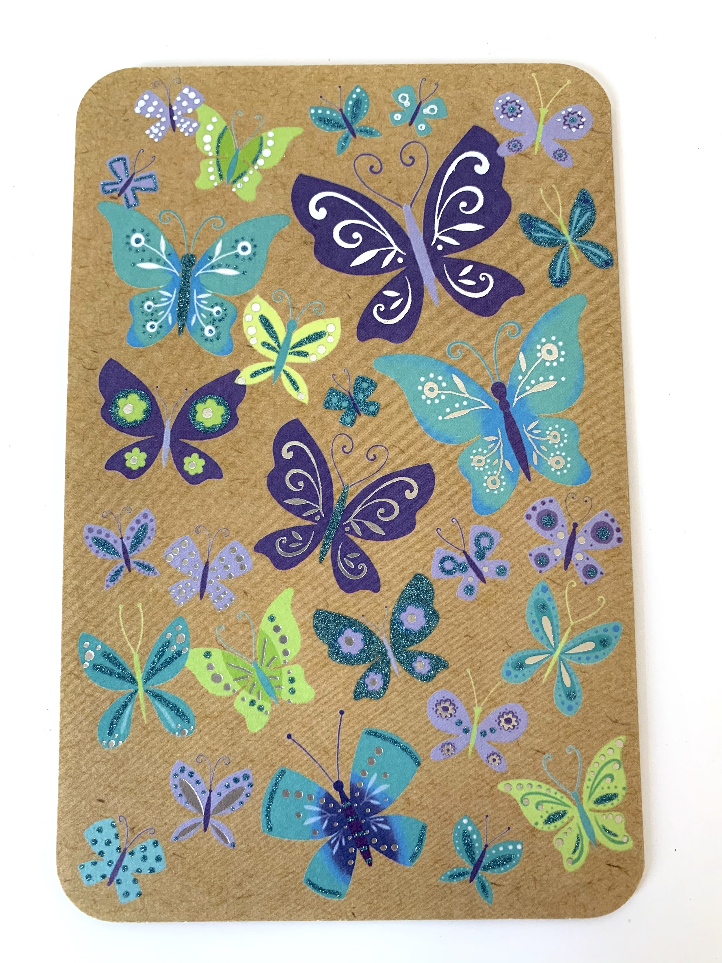 blue and purple butterflies blank card