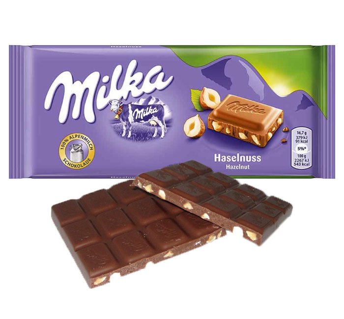 milka chocolate bar with hazelnuts